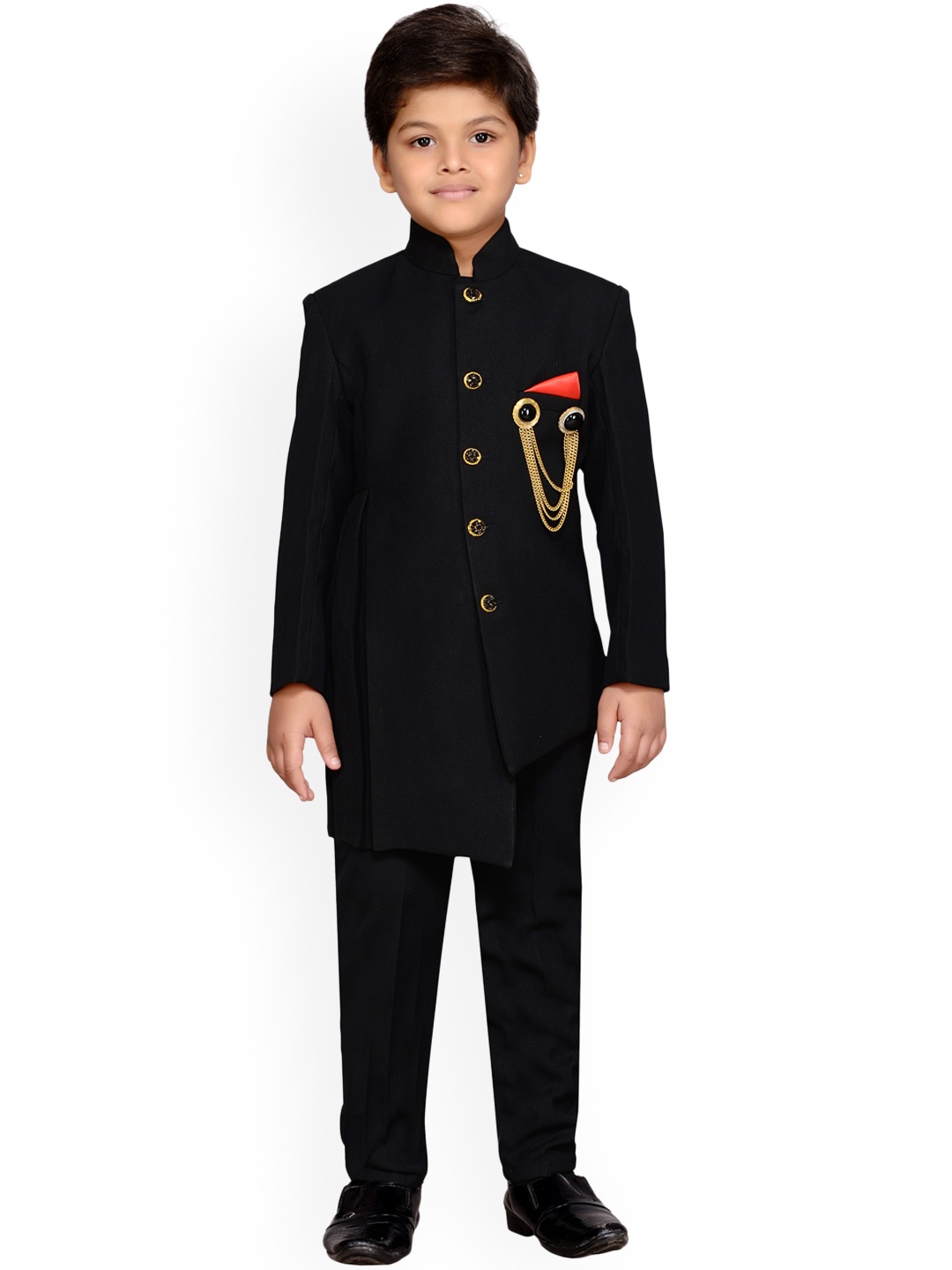 

Aj DEZInES Boys Black Sherwani Set