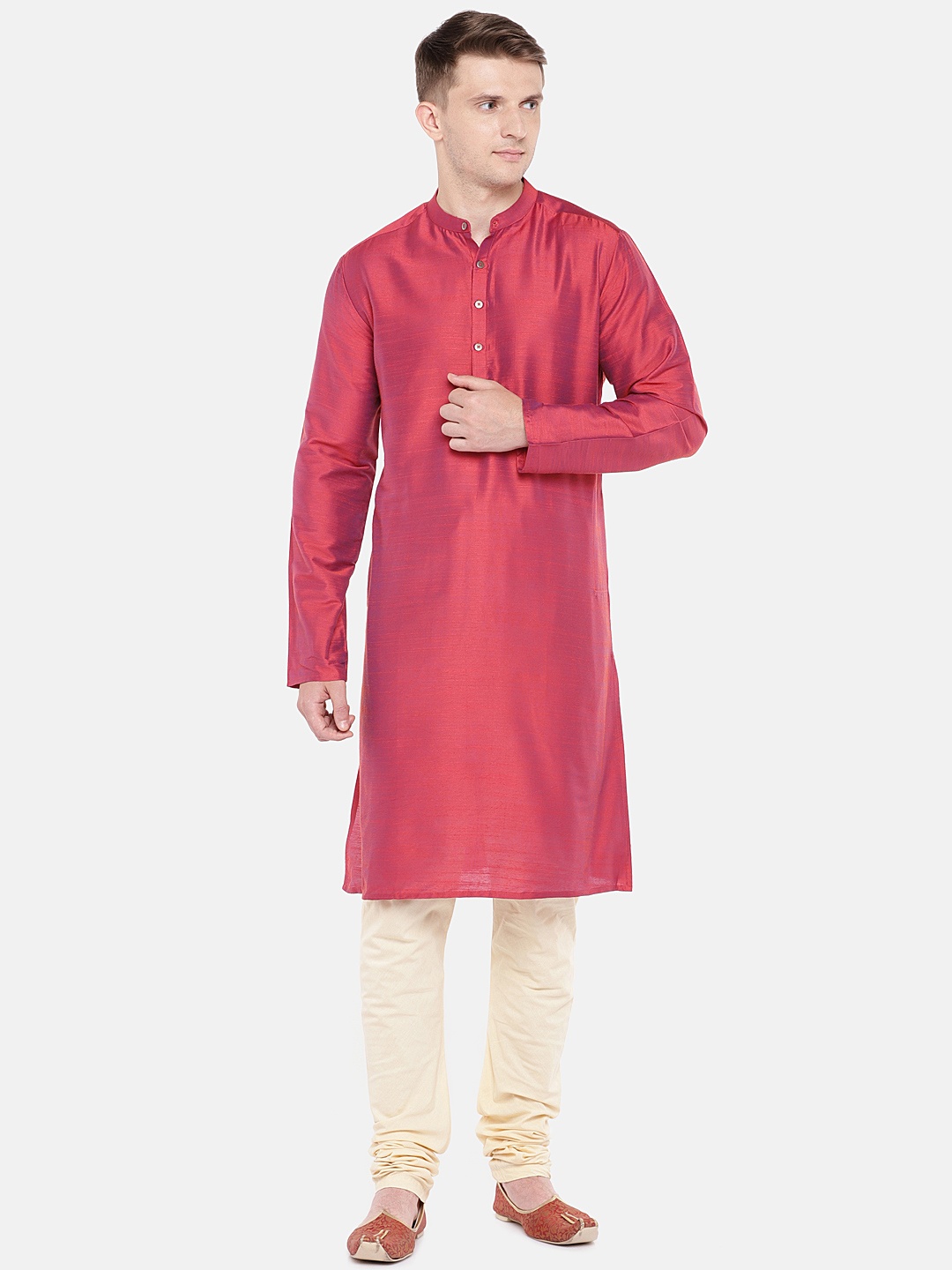 

SALWAR STUDIO Men Maroon Solid Straight Kurta