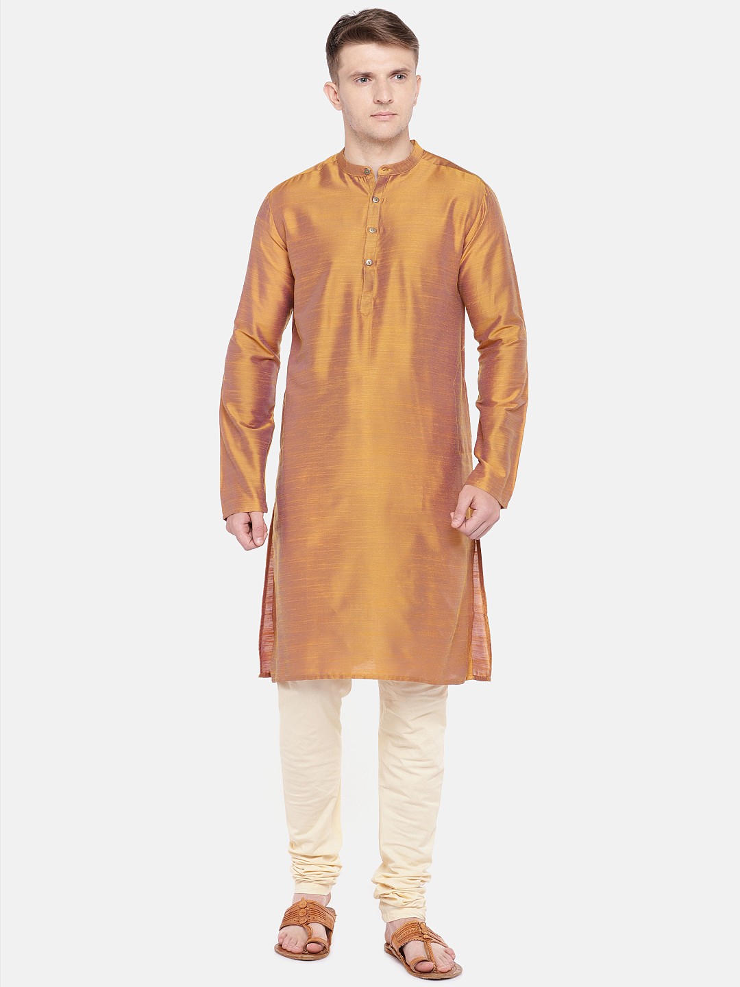 

SALWAR STUDIO Men Yellow Solid Straight Kurta