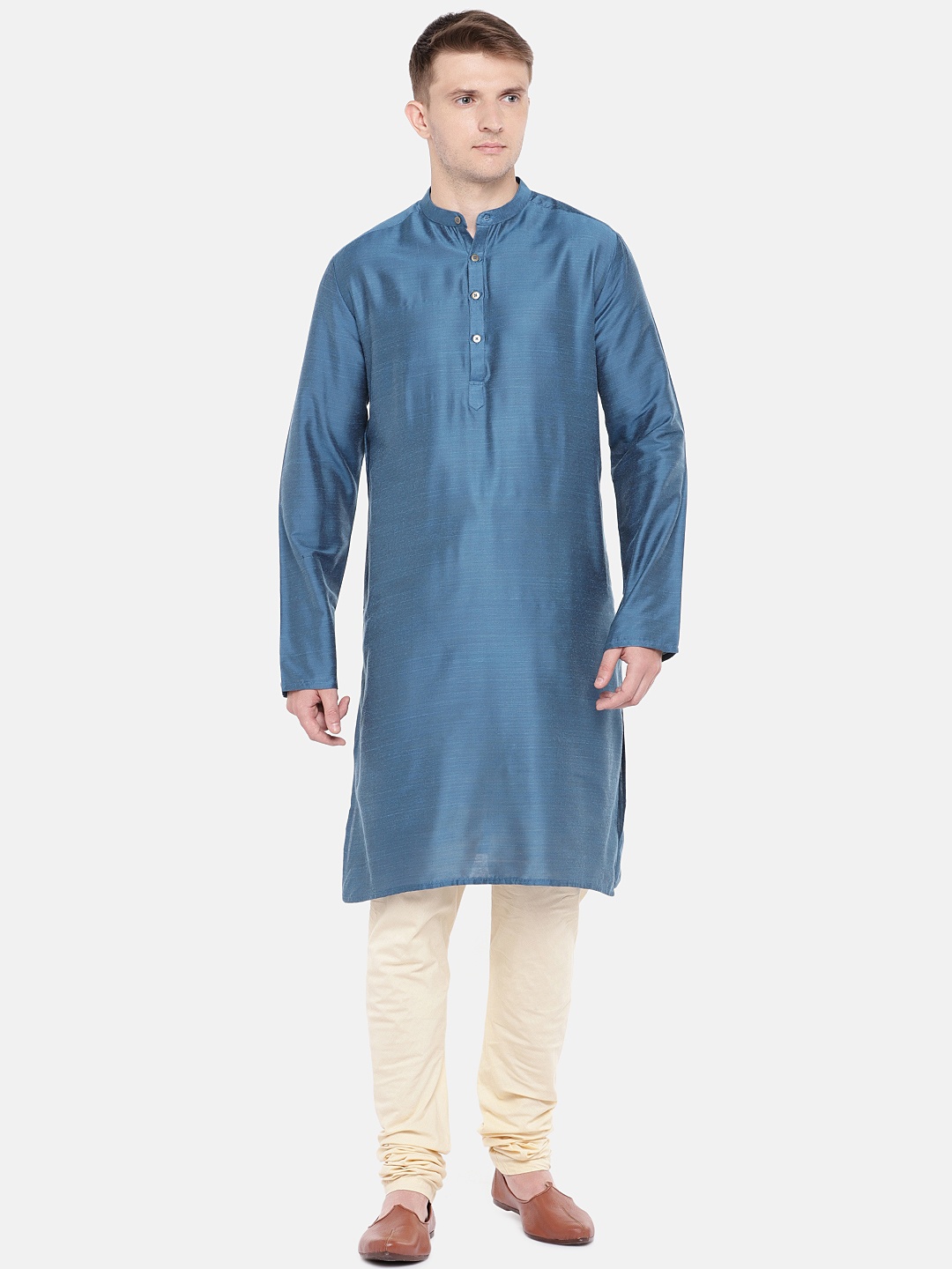 

SALWAR STUDIO Men Blue Solid Straight Kurta