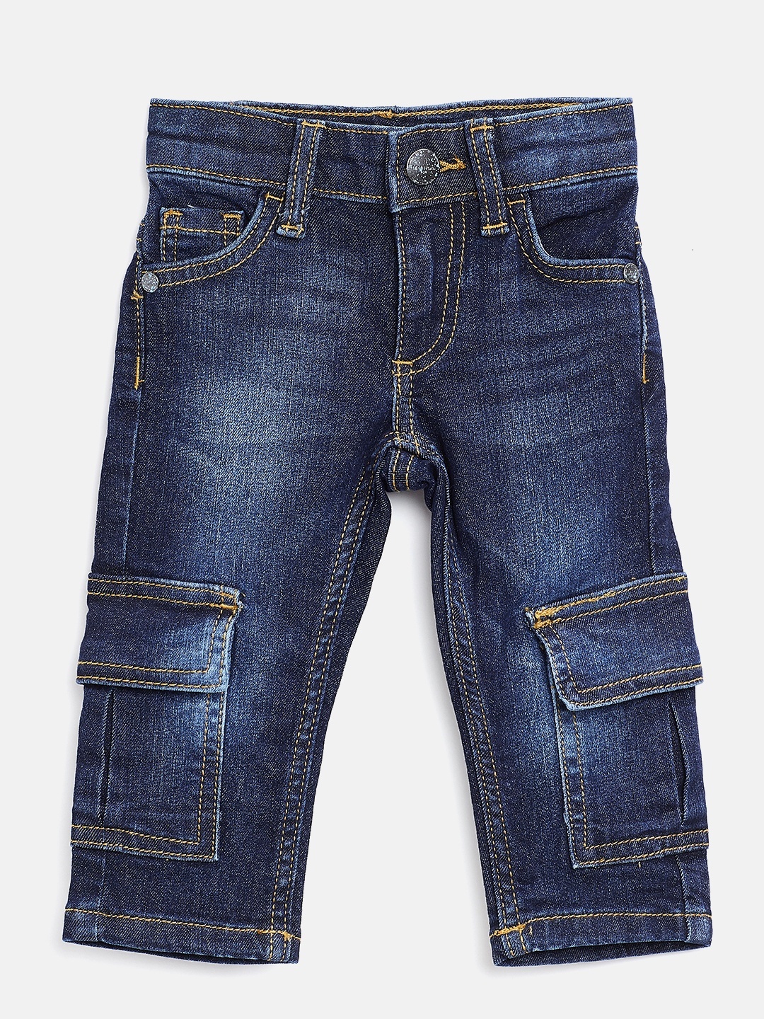 

United Colors of Benetton Boys Navy Slim Fit Mid-Rise Clean Look Stretchable Jeans, Navy blue