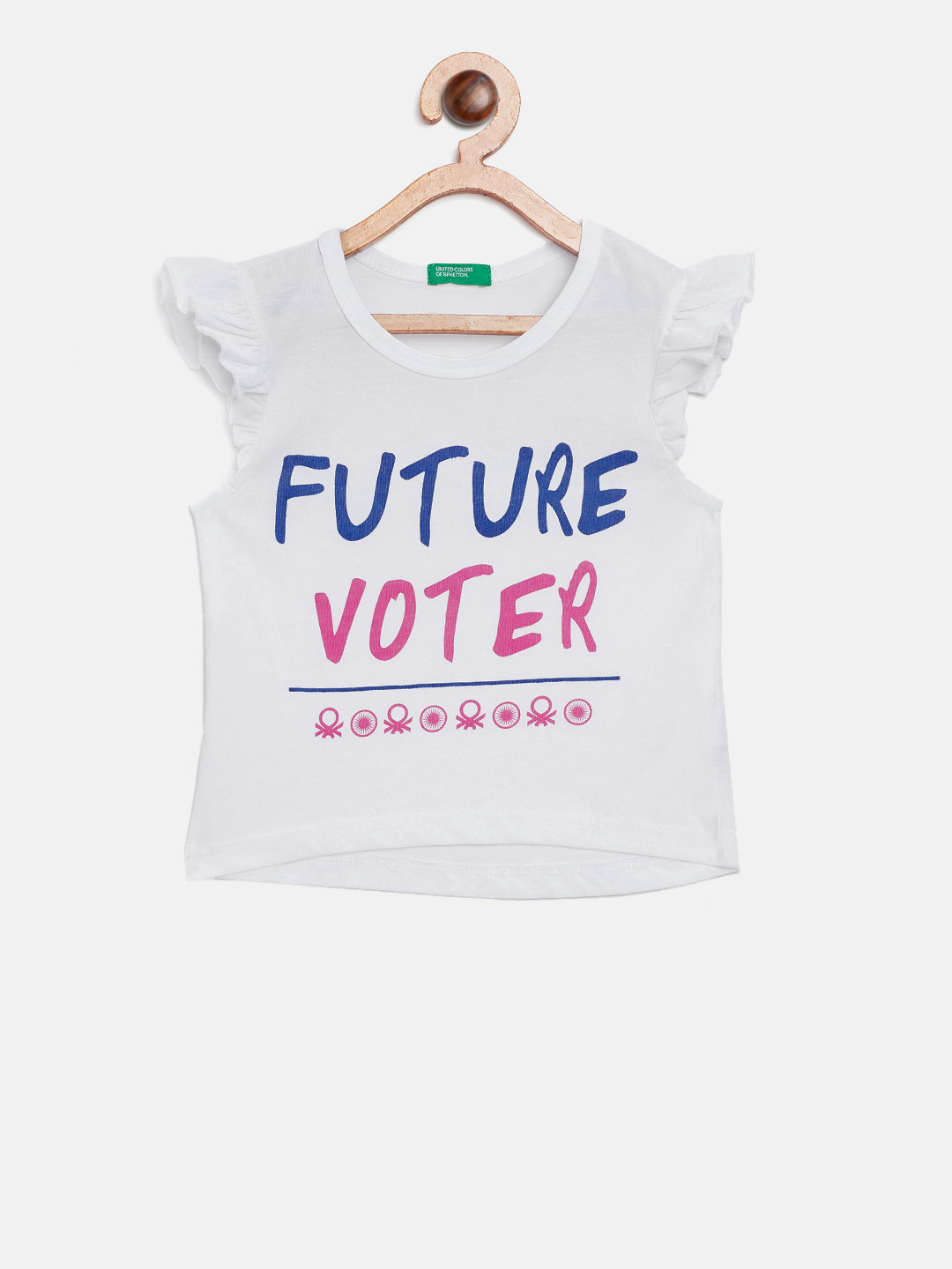 

United Colors of Benetton Girls White Printed Pure Cotton Top