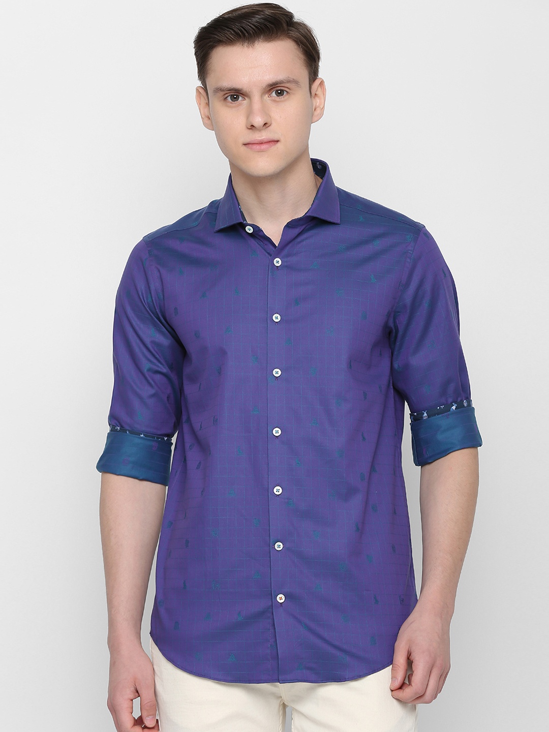 

SIMON CARTER LONDON Men Purple Slim Fit Checked Casual Shirt
