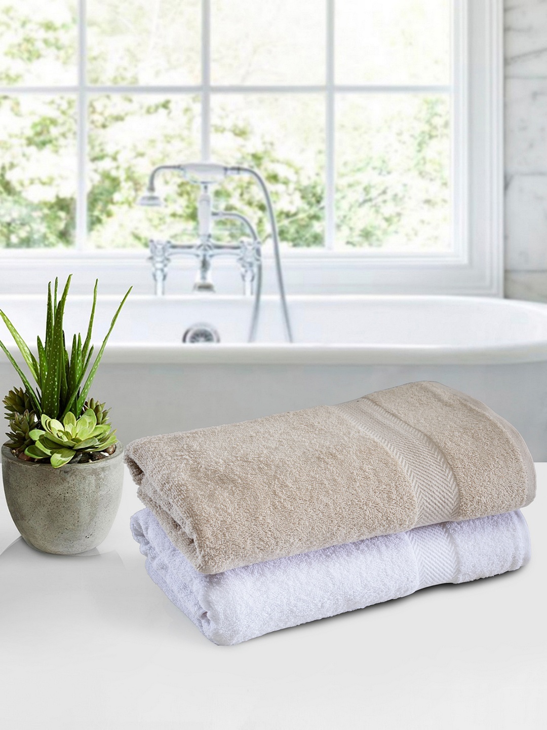 

BIANCA Set of 2 Solid 400GSM Cotton Bath Towels, White