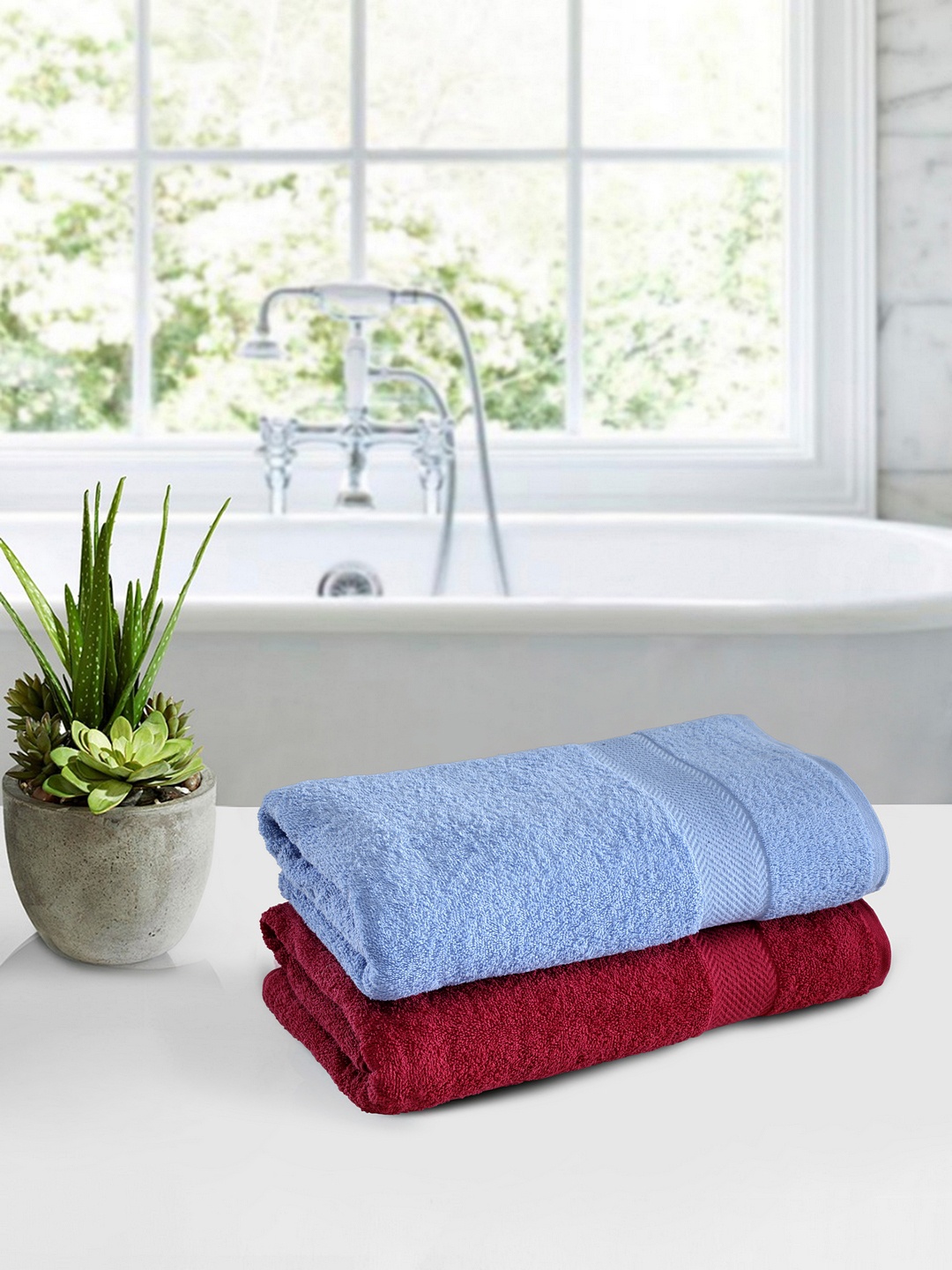 

BIANCA Set of 2 Solid 400GSM Cotton Bath Towels, Blue
