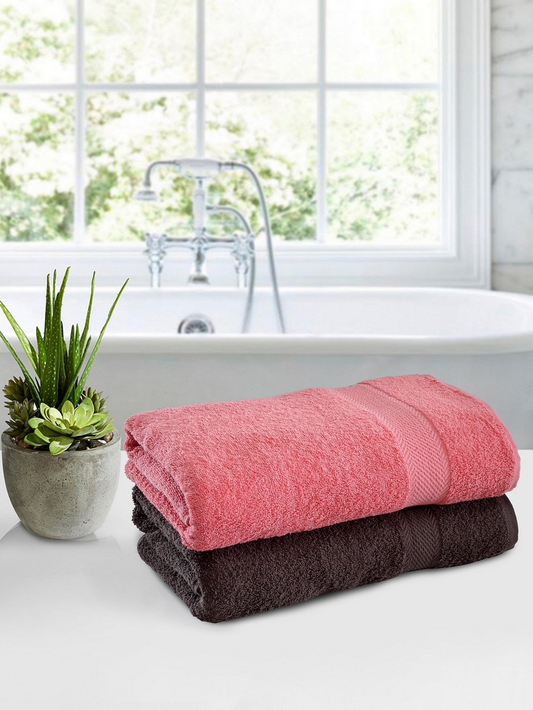 

BIANCA Set of 2 Solid 400GSM Cotton Bath Towels, Coral