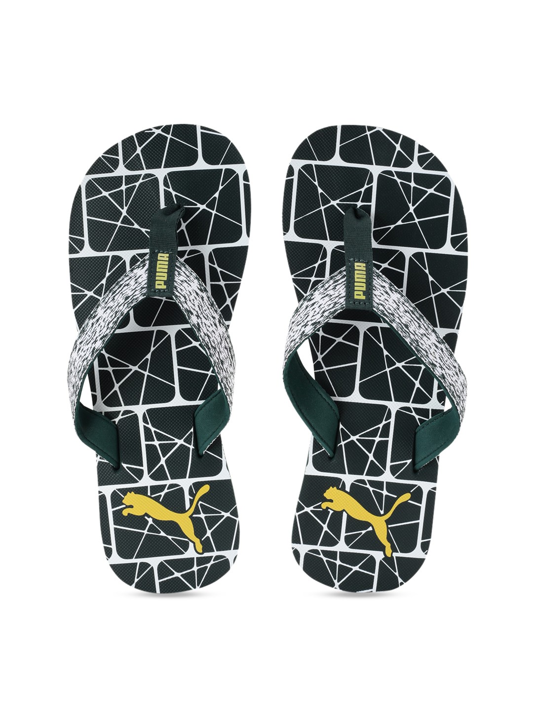 

Puma Unisex Green & Off-White Printed Thong Flip-Flops
