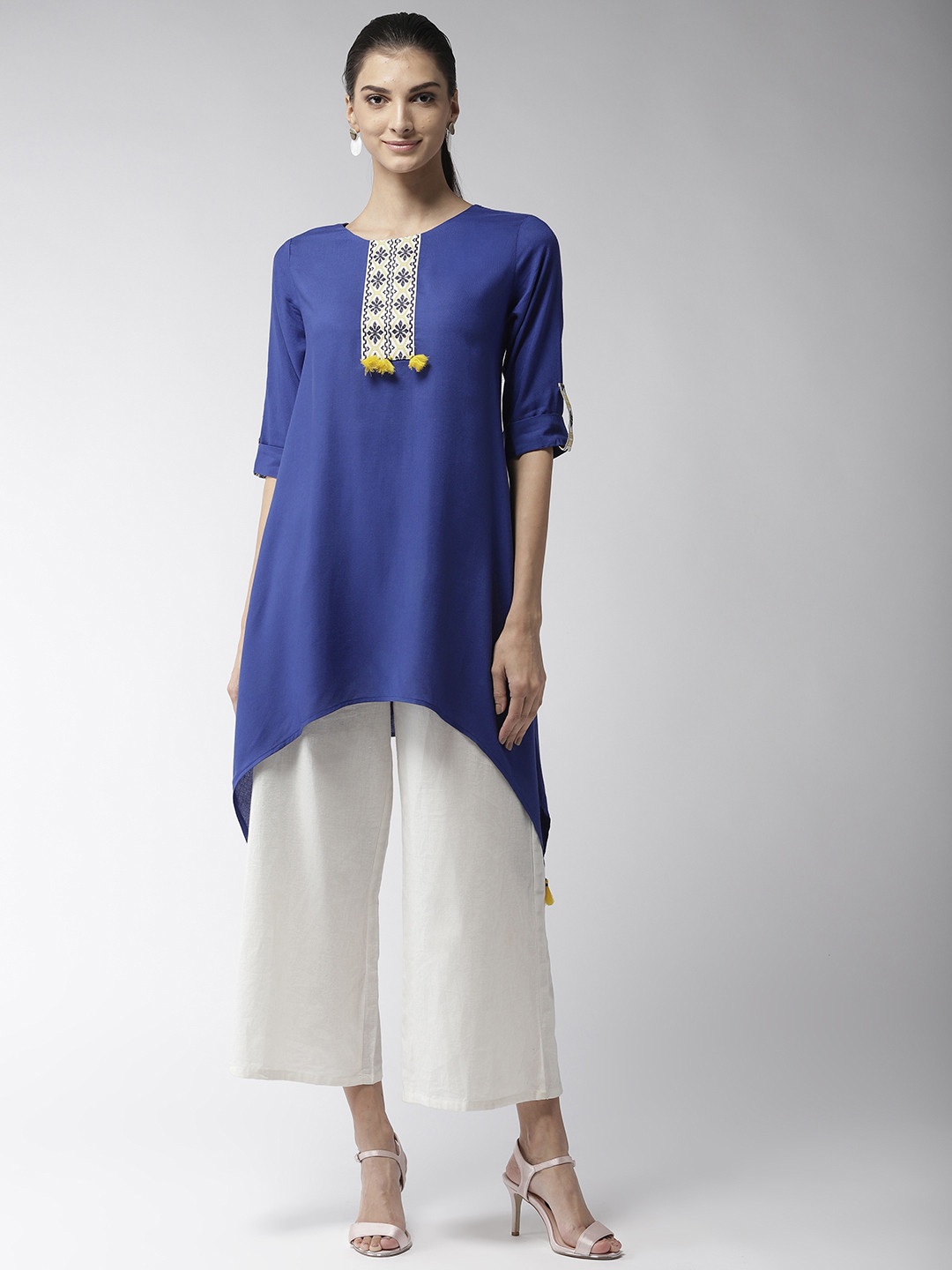 

Style Quotient Women Blue Yoke Design A-Line Kurta