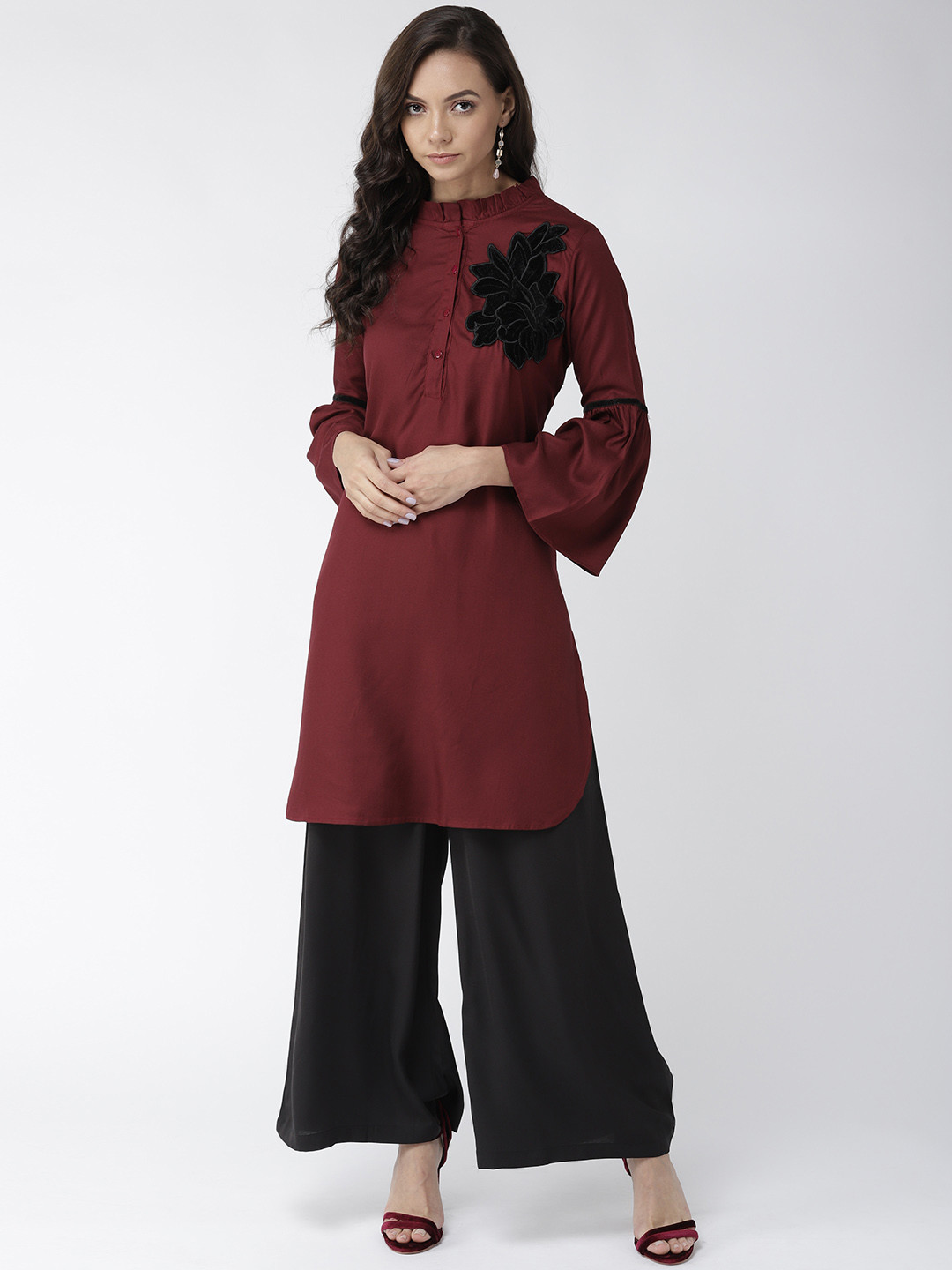 

Style Quotient Women Maroon Solid Straight Kurta