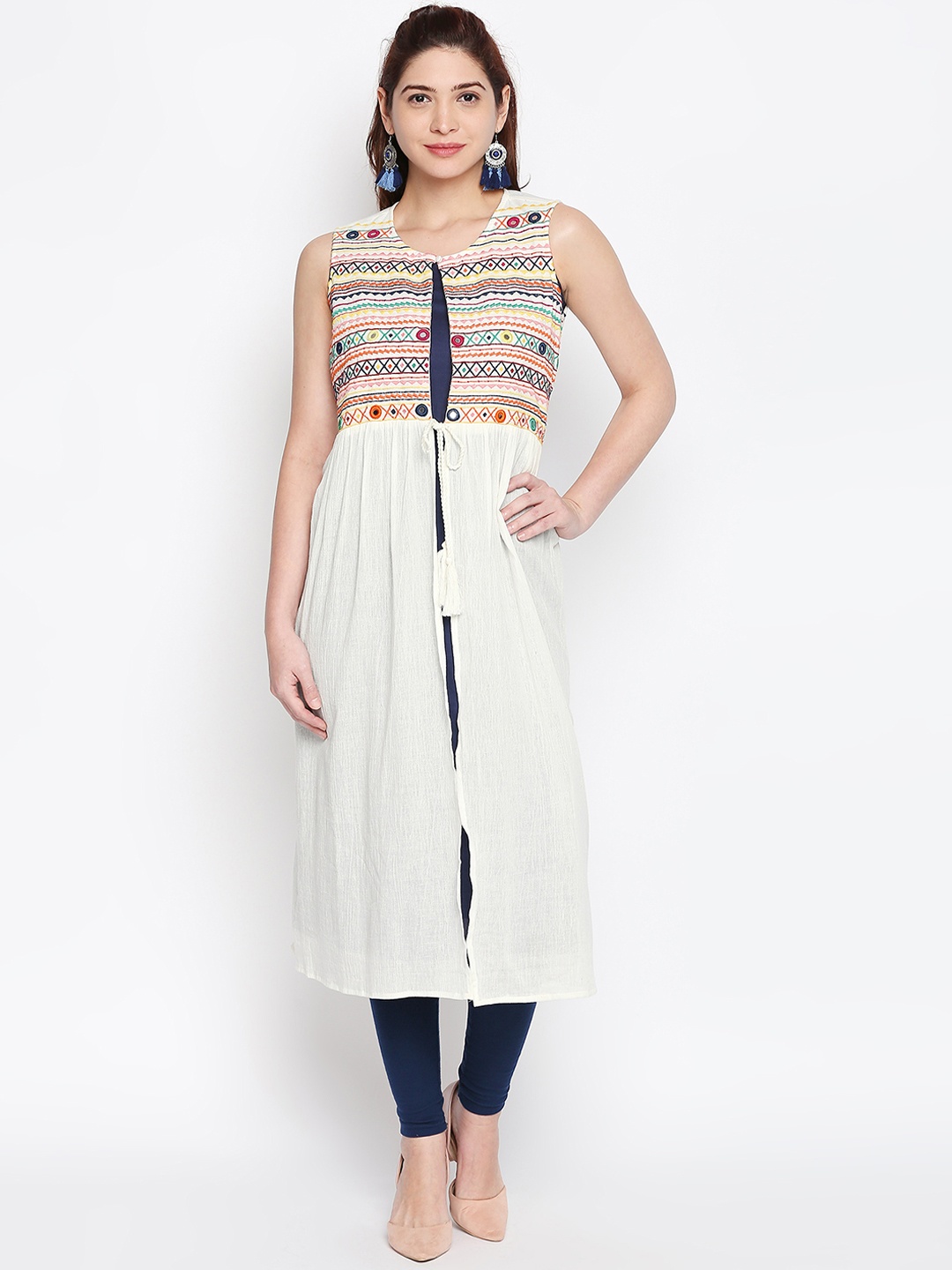 

RANGMANCH BY PANTALOONS Women Blue Solid Straight Layered Kurta