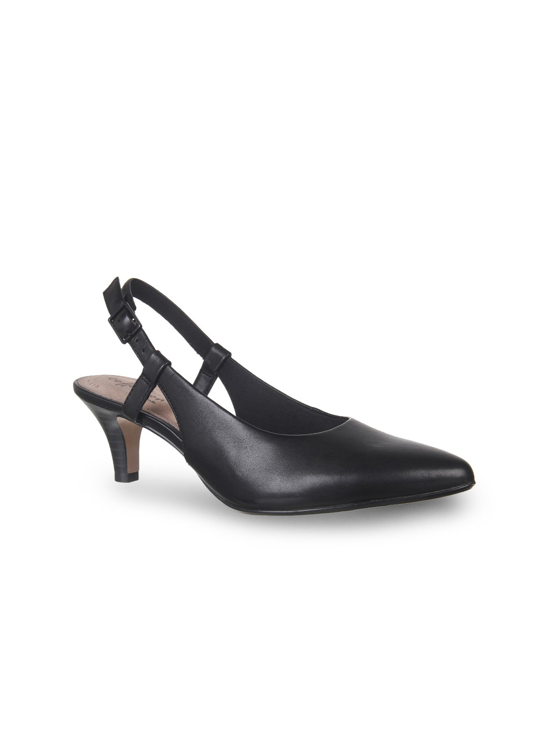 

Clarks Women Black Solid Leather Pumps