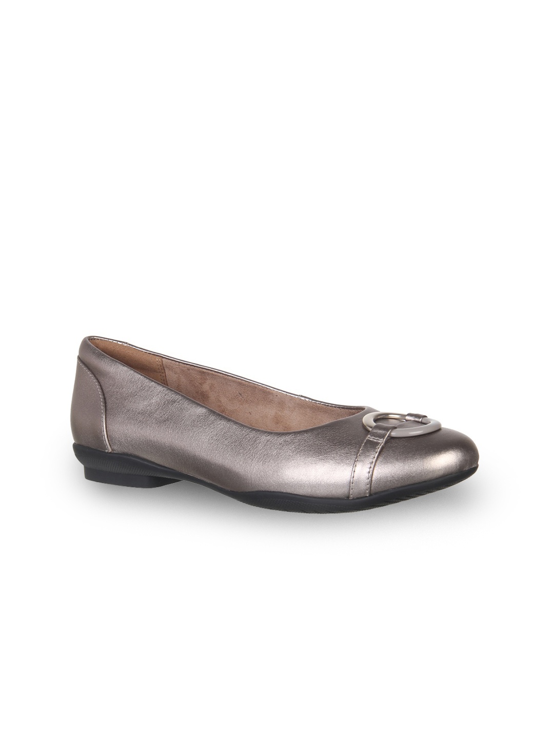 

Clarks Women Silver-Toned Solid Leather Ballerinas