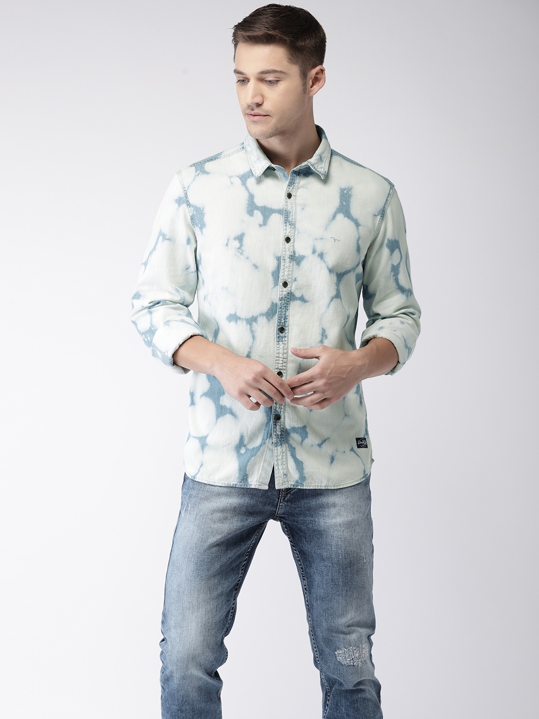 

Flying Machine Men Blue Regular Fit Faded Casual Denim Shirt