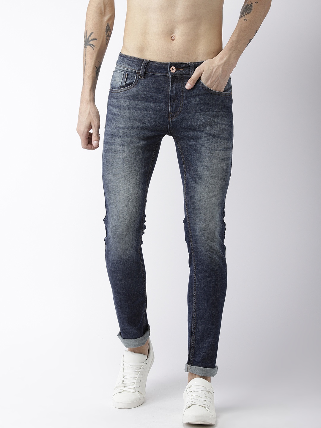 

Flying Machine Men Blue Slim Tapered Michael Fit Mid-Rise Clean Look Stretchable Jeans