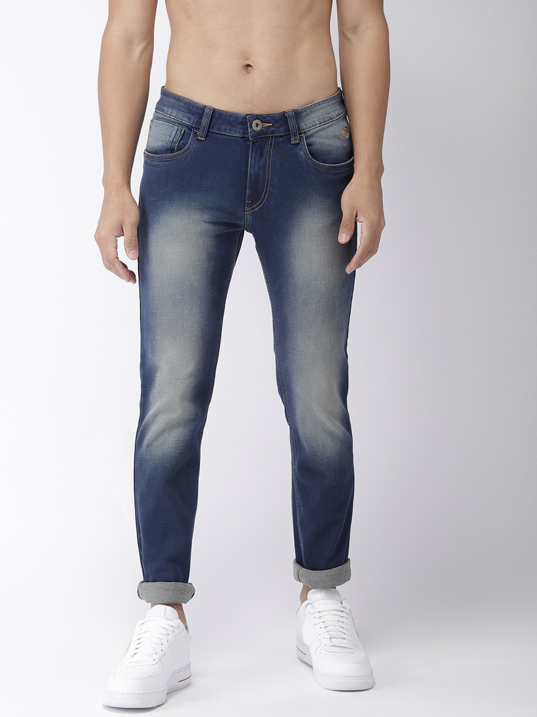 

Flying Machine Men Blue Tapered Fit Mid-Rise Clean Look Stretchable Jeans