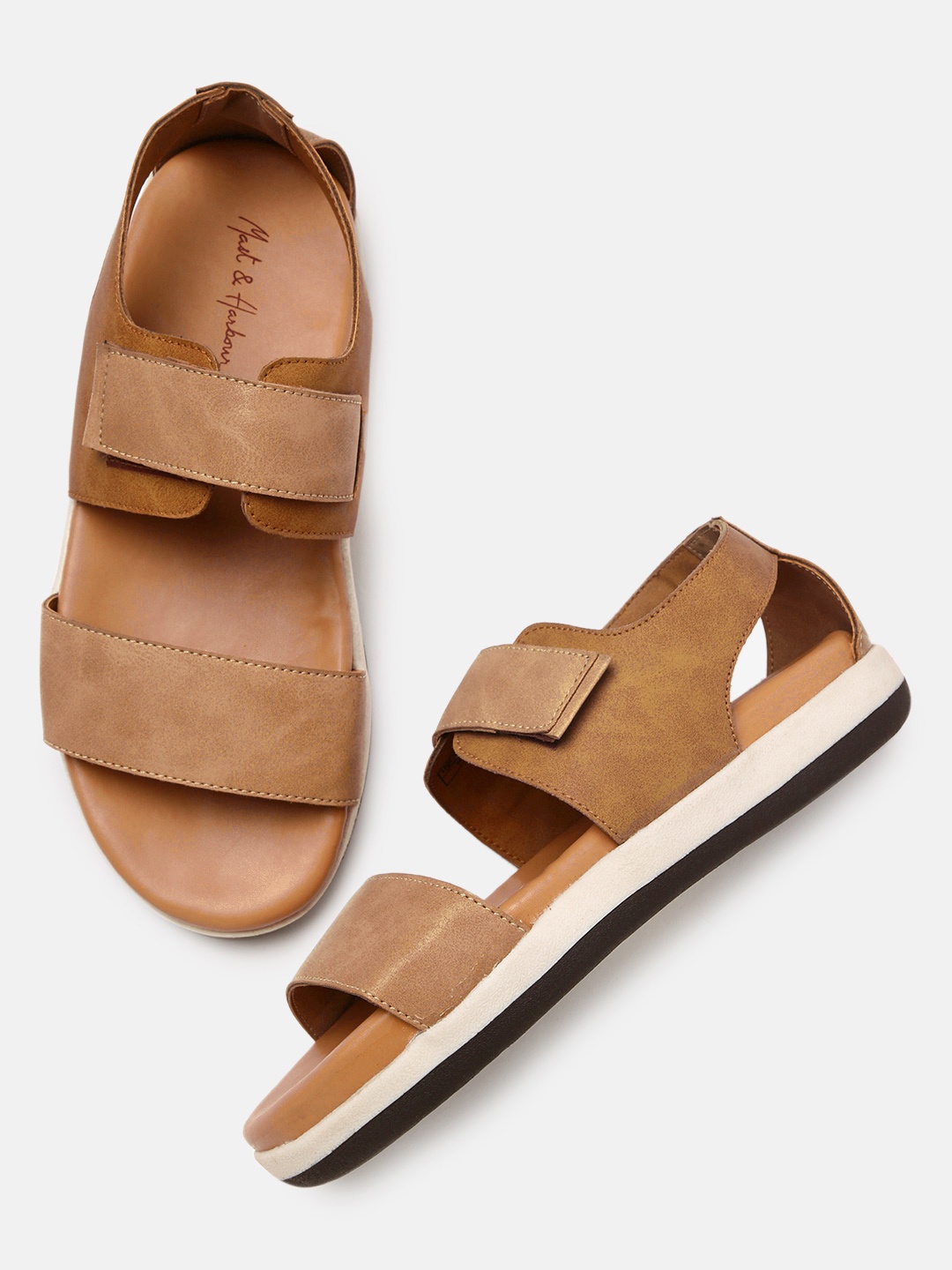 

Mast & Harbour Men Tan Brown Solid Comfort Sandals