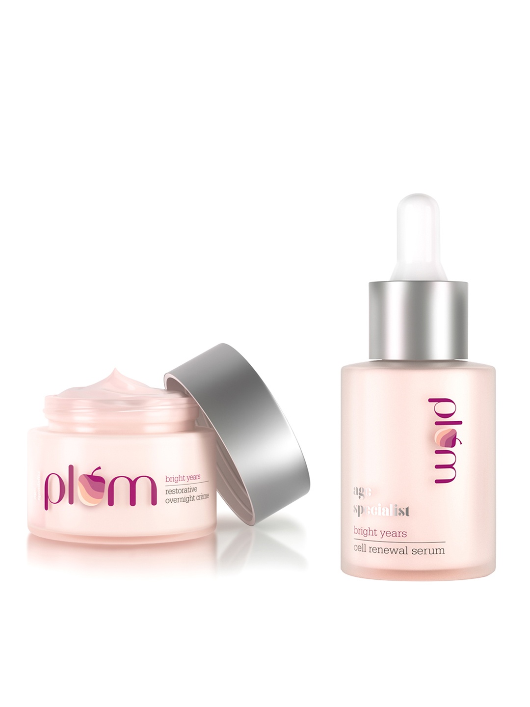 

Plum Set of 2 Overnight Creme & Face Serum, Pink