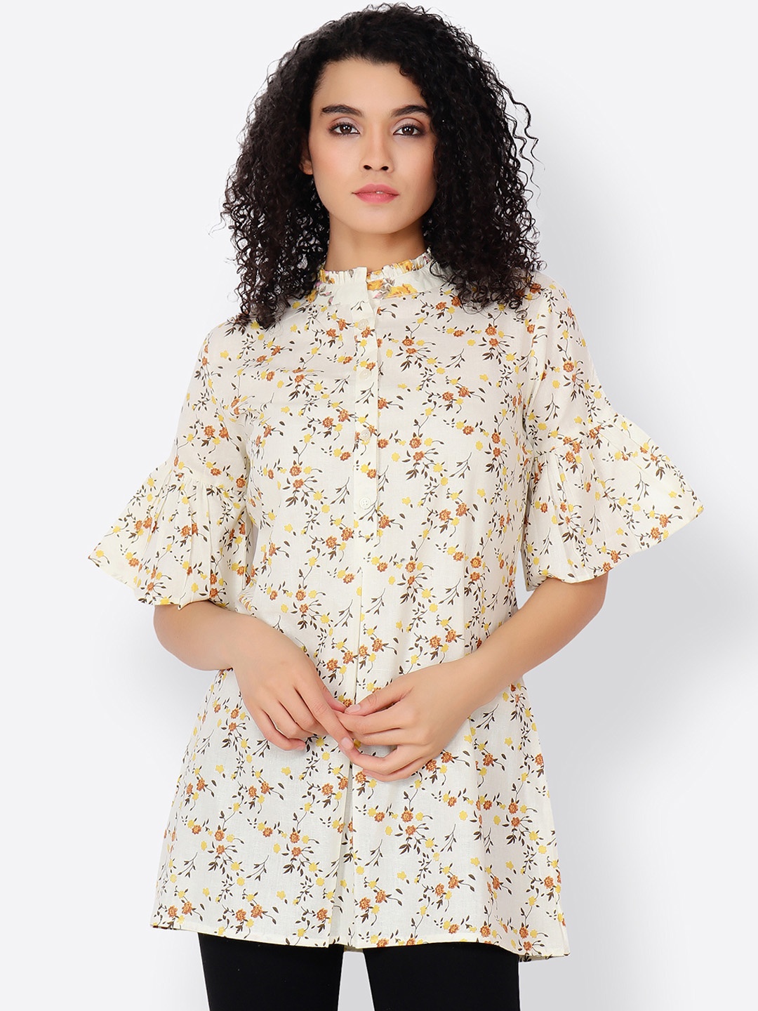 

Cation White & Yellow Printed Tunic