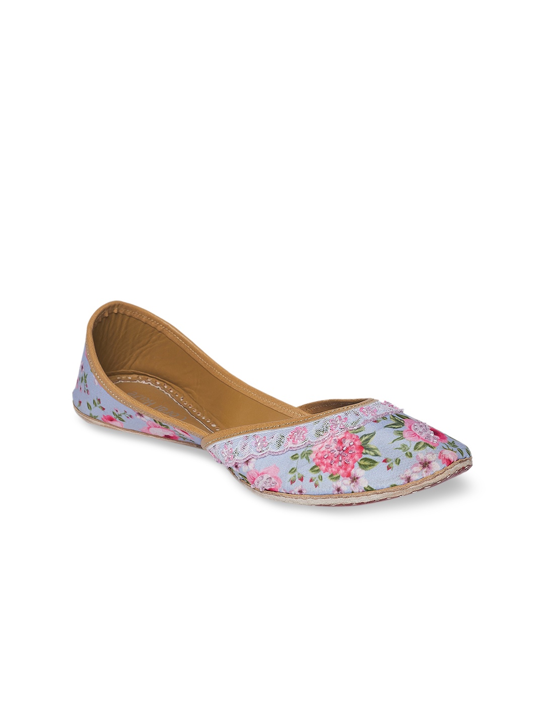

Coral Haze Women Blue & Pink Printed Mojaris
