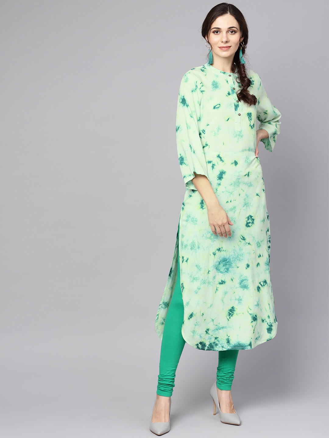

AASI - HOUSE OF NAYO Women Green Dyed Straight Kurta