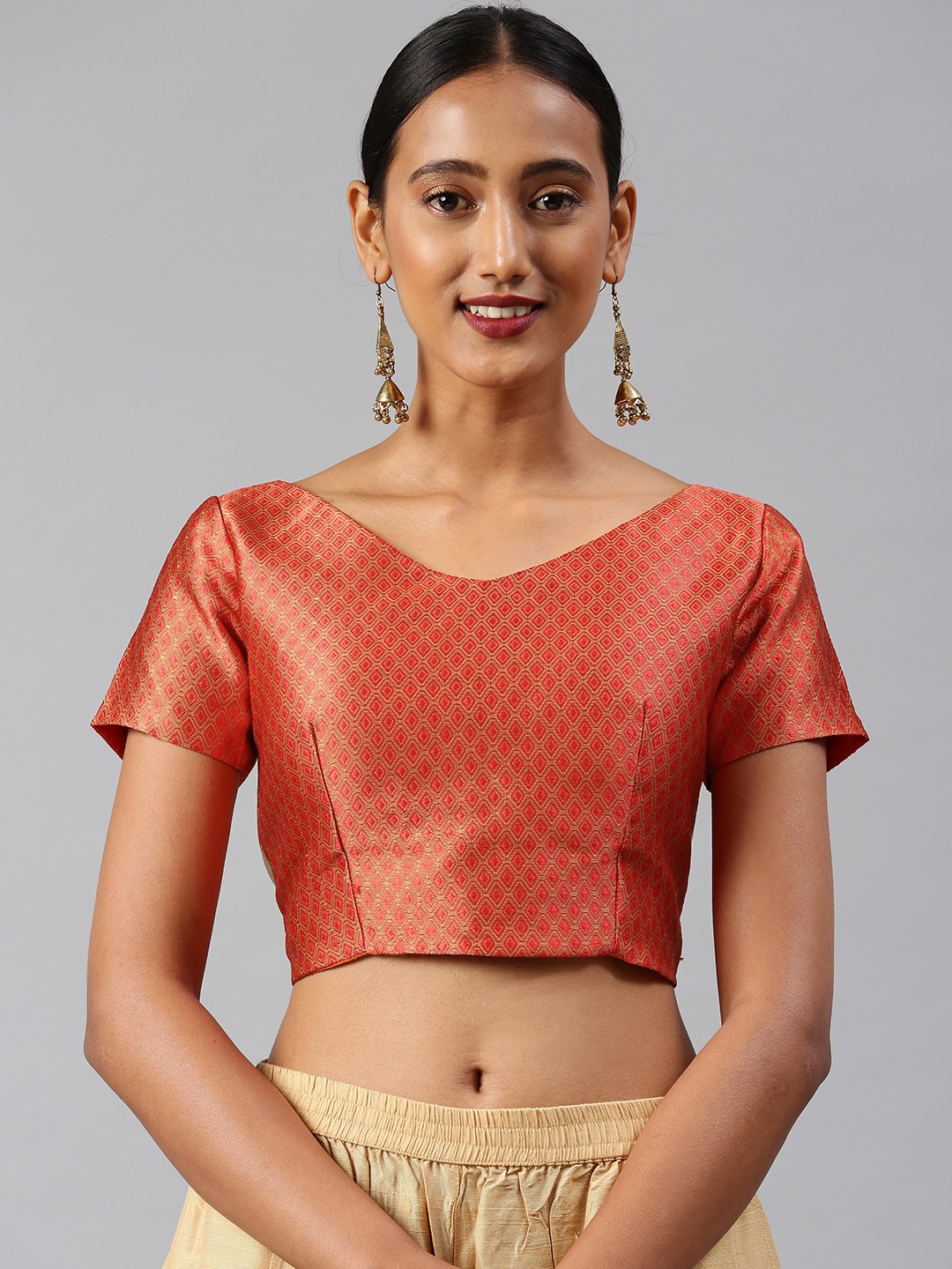 

Aarrah Women Red Mattie Woven Saree Blouse
