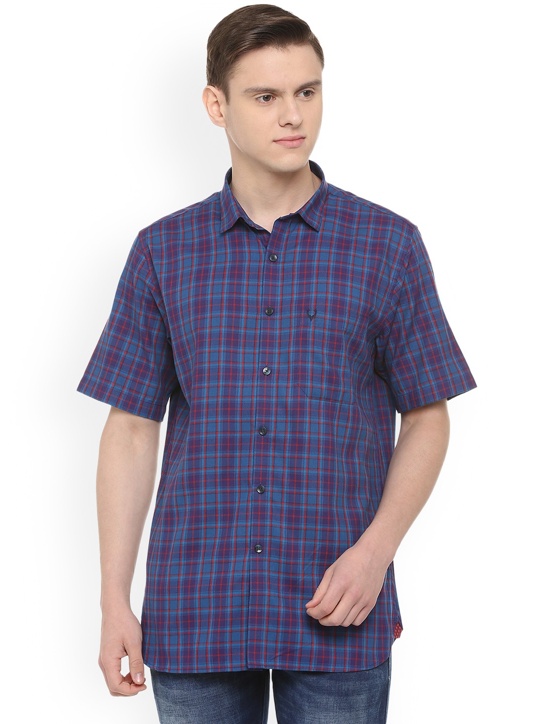 

Allen Solly Men Blue Regular Fit Checked Casual Shirt