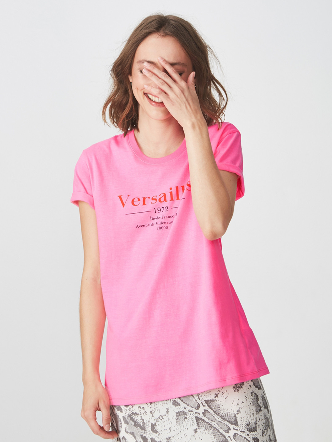 

COTTON ON Women Pink Printed Round Neck T-shirt