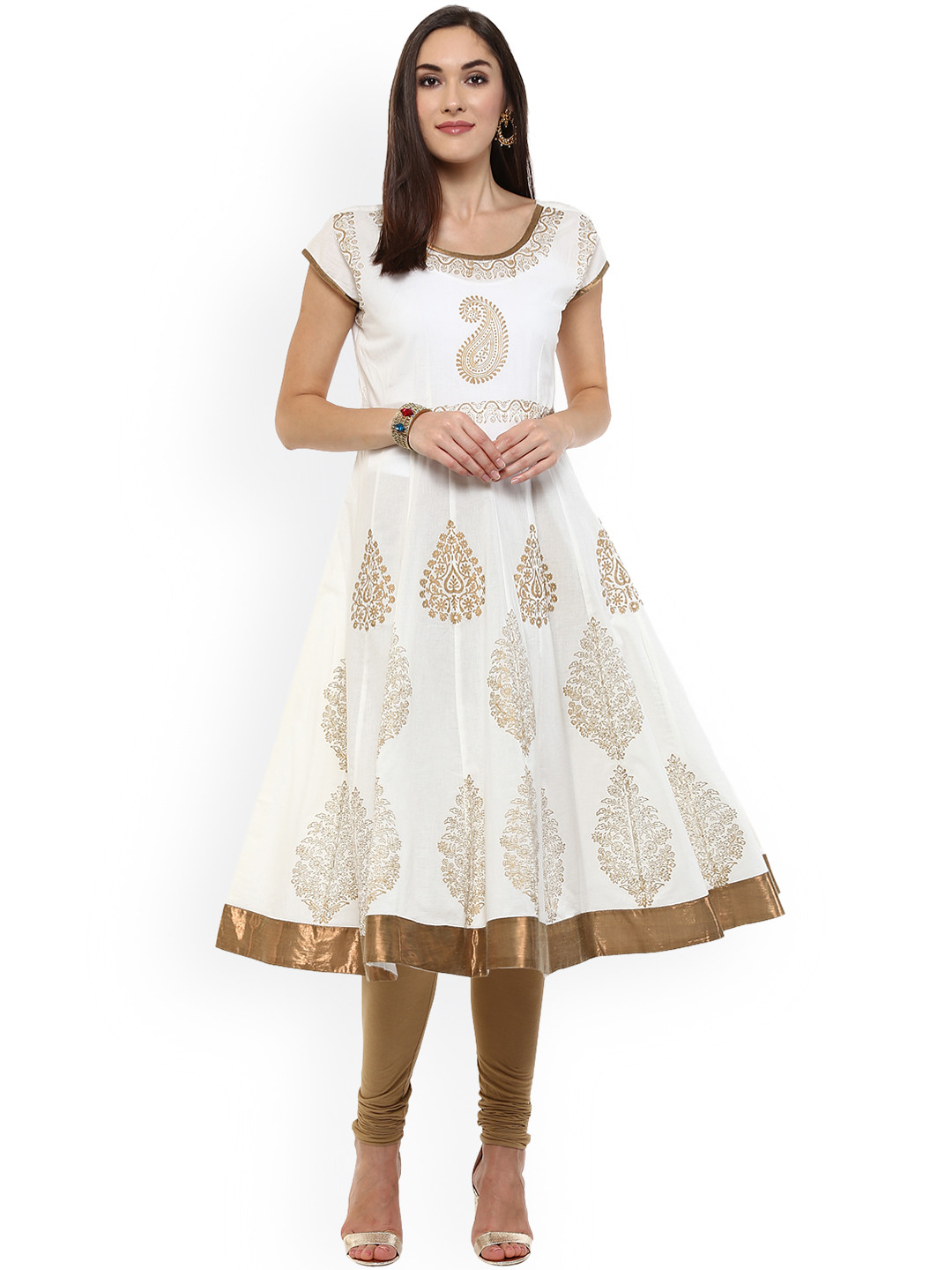 

MBE Women Off-White & Beige Printed Anarkali Kurta