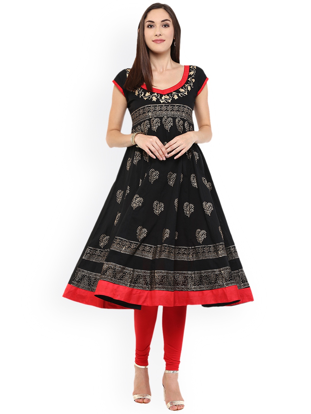

MBE Women Black Printed Anarkali Kurta
