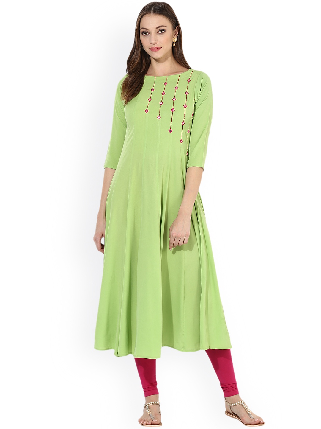 

MBE Women Green Solid Anarkali Kurta