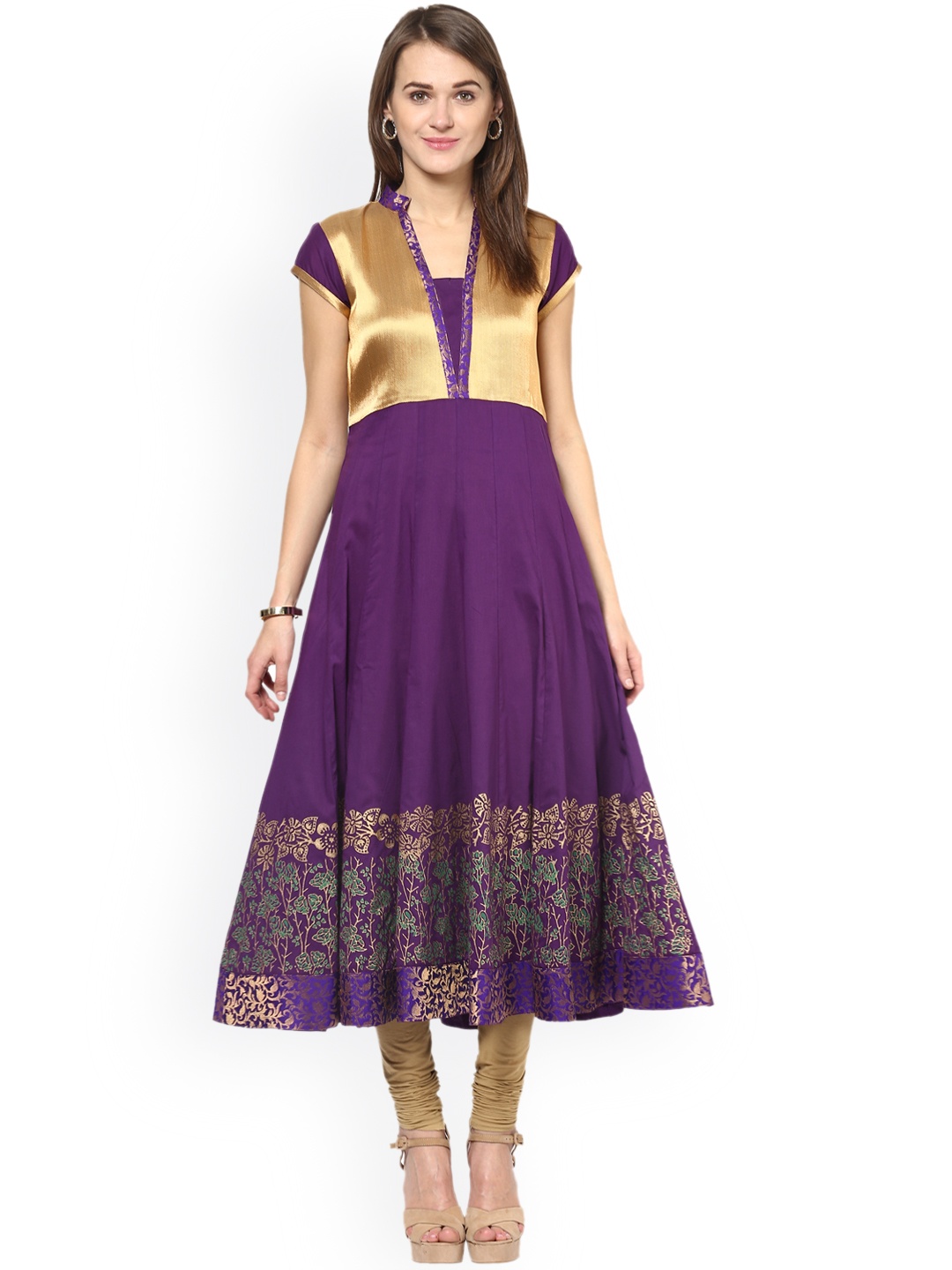 

MBE Women Purple Printed Anarkali Kurta