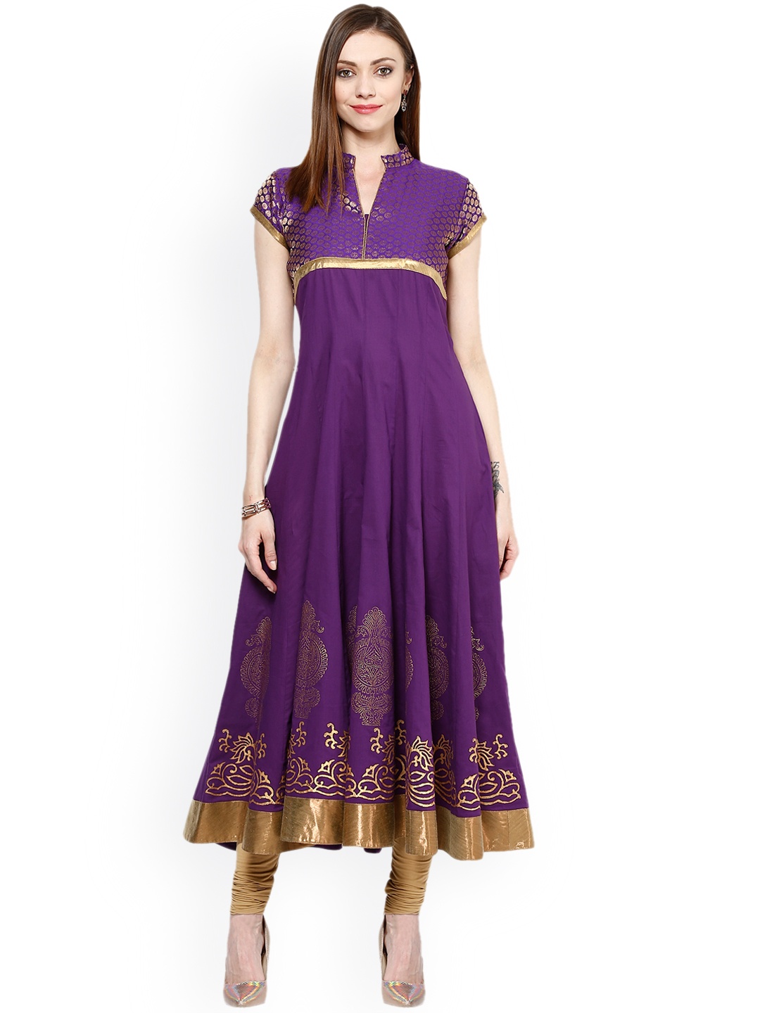 

MBE Women Purple Printed Anarkali Kurta