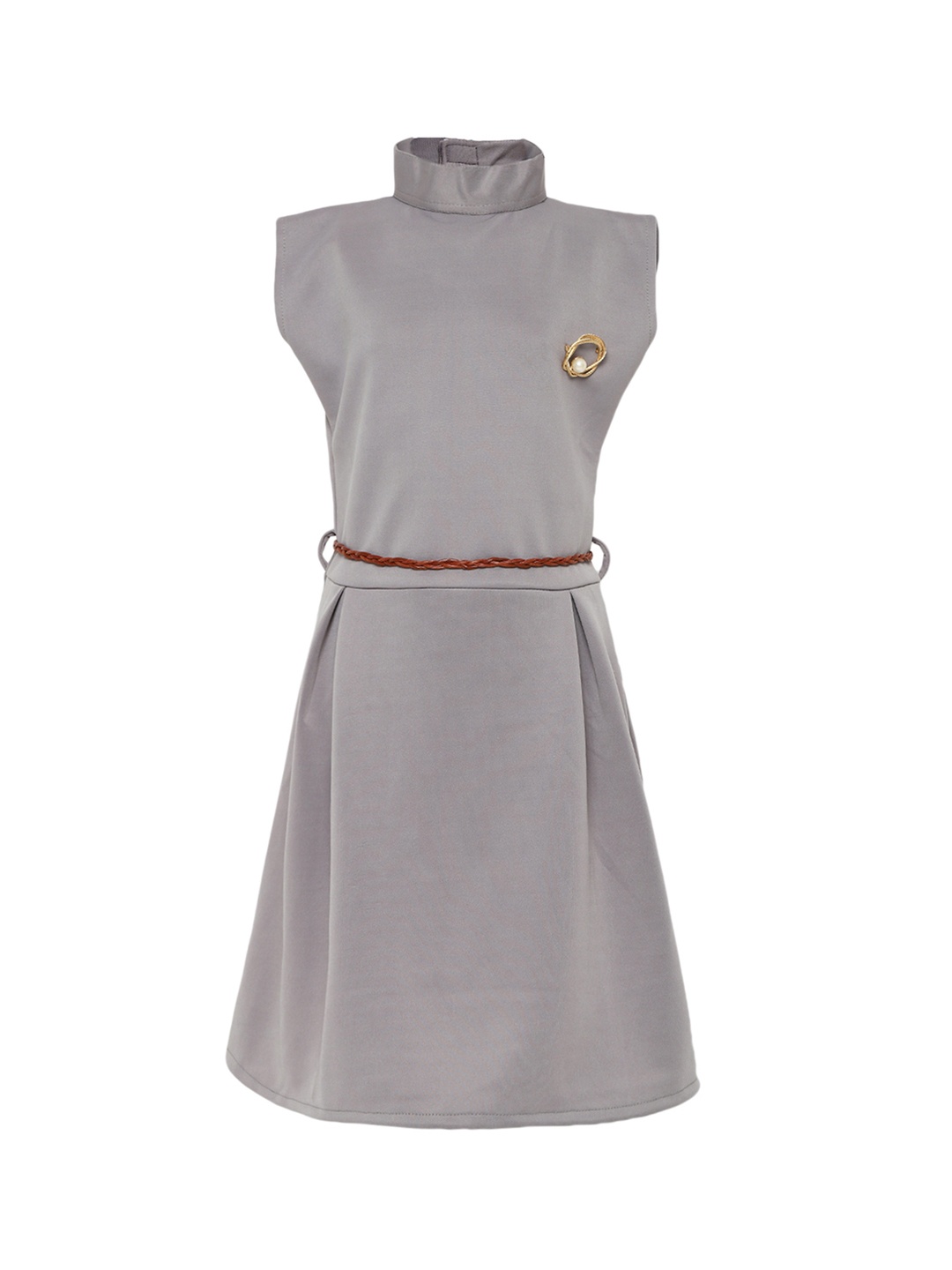 

Kidling Girls Grey Solid Fit and Flare Dress