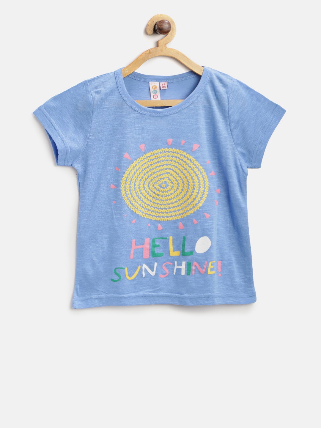 

Kids On Board Girls Blue Printed Round Neck T-shirt