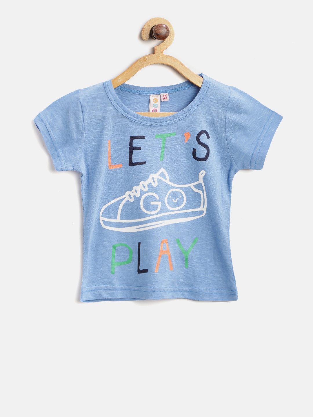 

Kids On Board Girls Blue Printed Round Neck Pure Cotton T-shirt