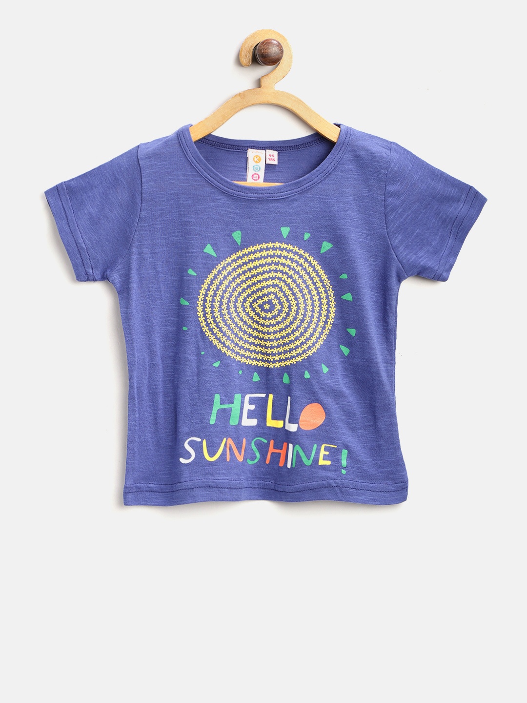 

Kids On Board Girls Blue Printed Round Neck T-shirt