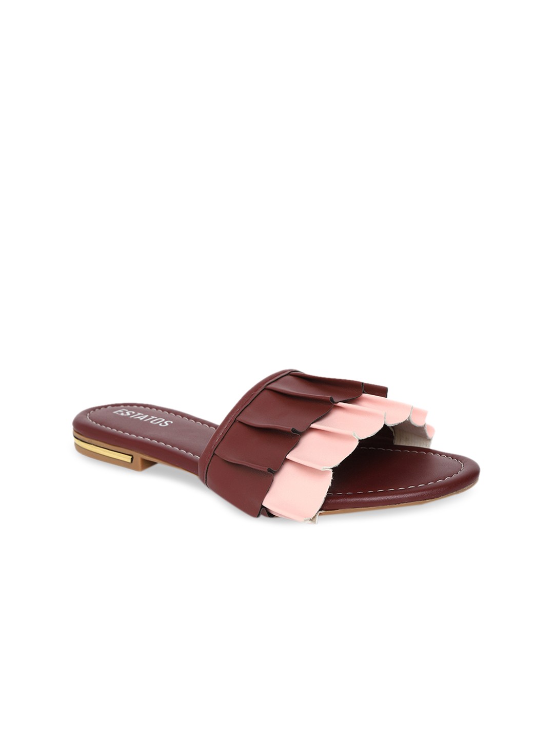 

ESTATOS Women Maroon Colourblocked Open Toe Flats