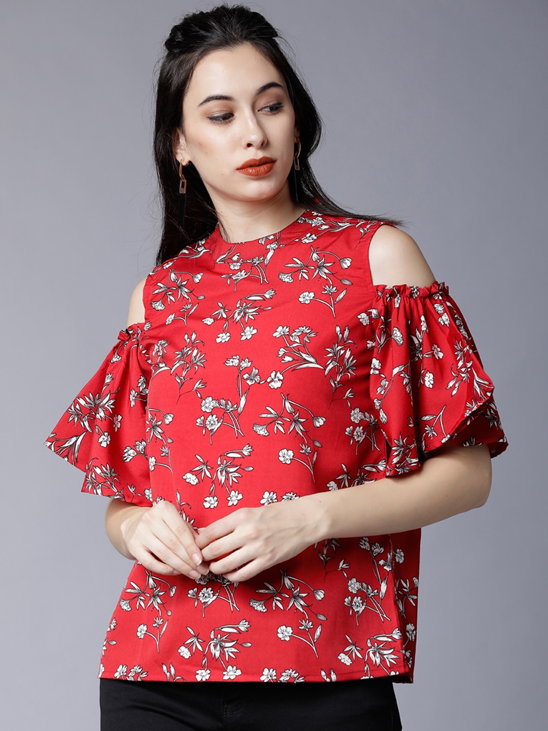 

Tokyo Talkies Women Red Printed Top