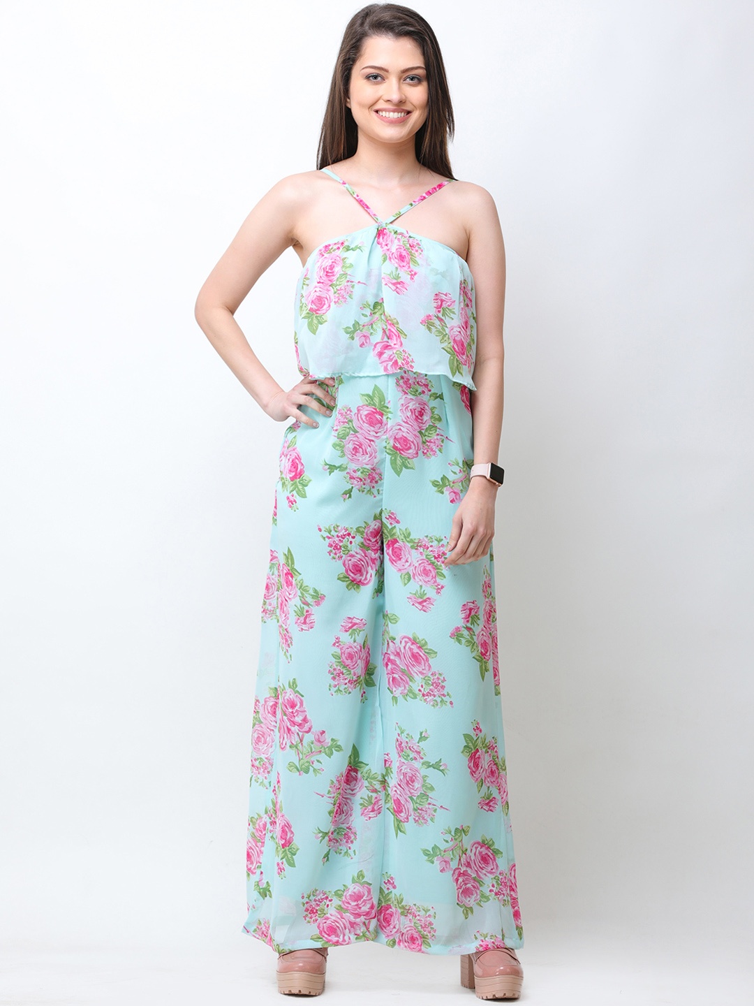 

Cation Blue & Pink Printed Basic Jumpsuit