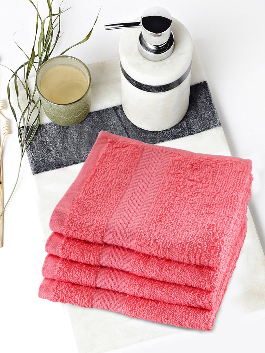 

BIANCA Set of 4 Coral-Coloured 400GSM Cotton Face Towels