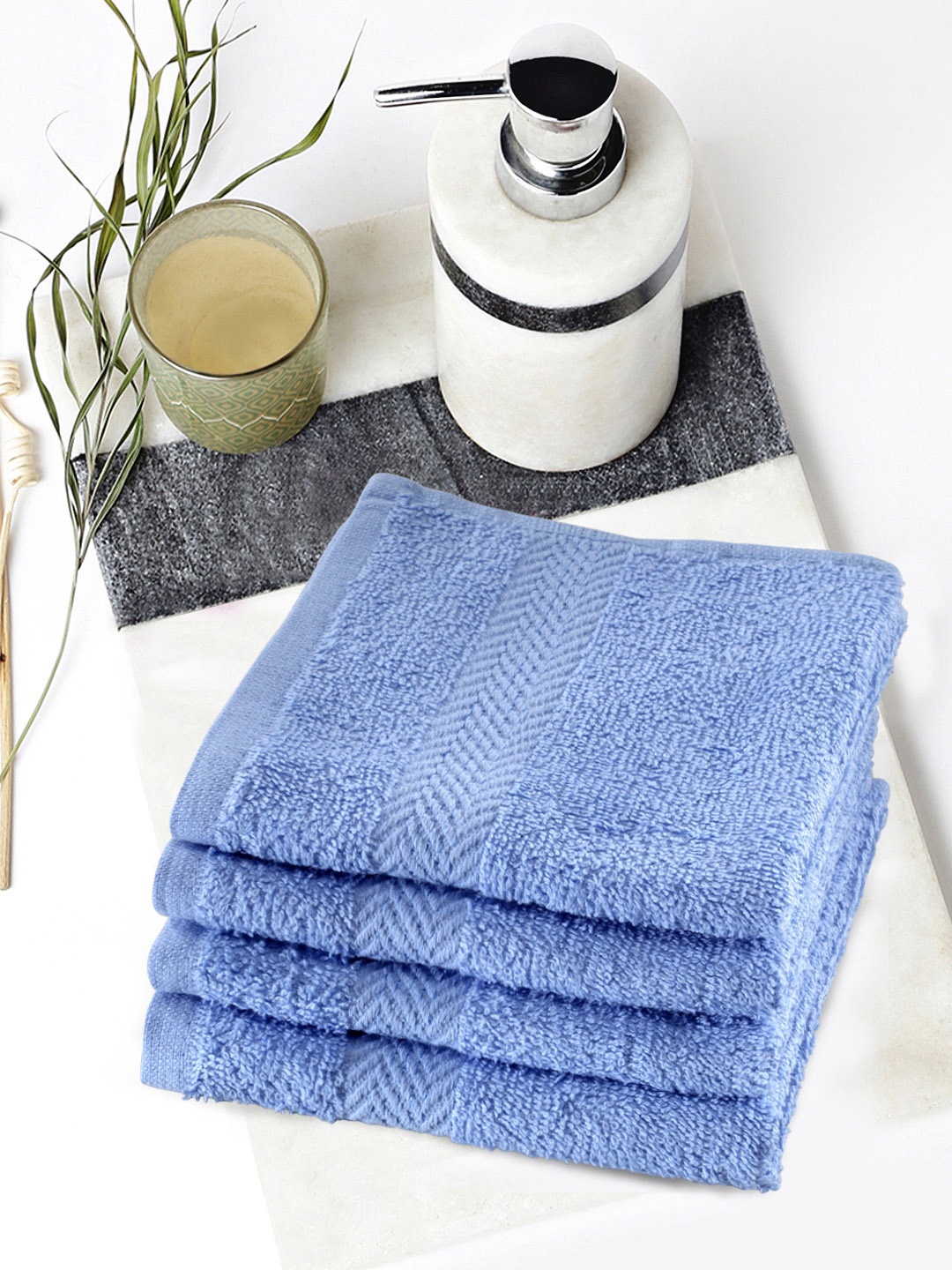 

BIANCA Set of 4 Blue 400GSM Cotton Face Towels