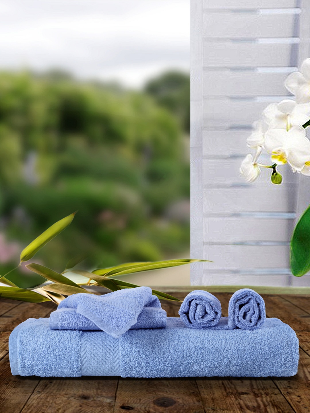 

BIANCA Set of 5 Blue Solid 400GSM Towel Set