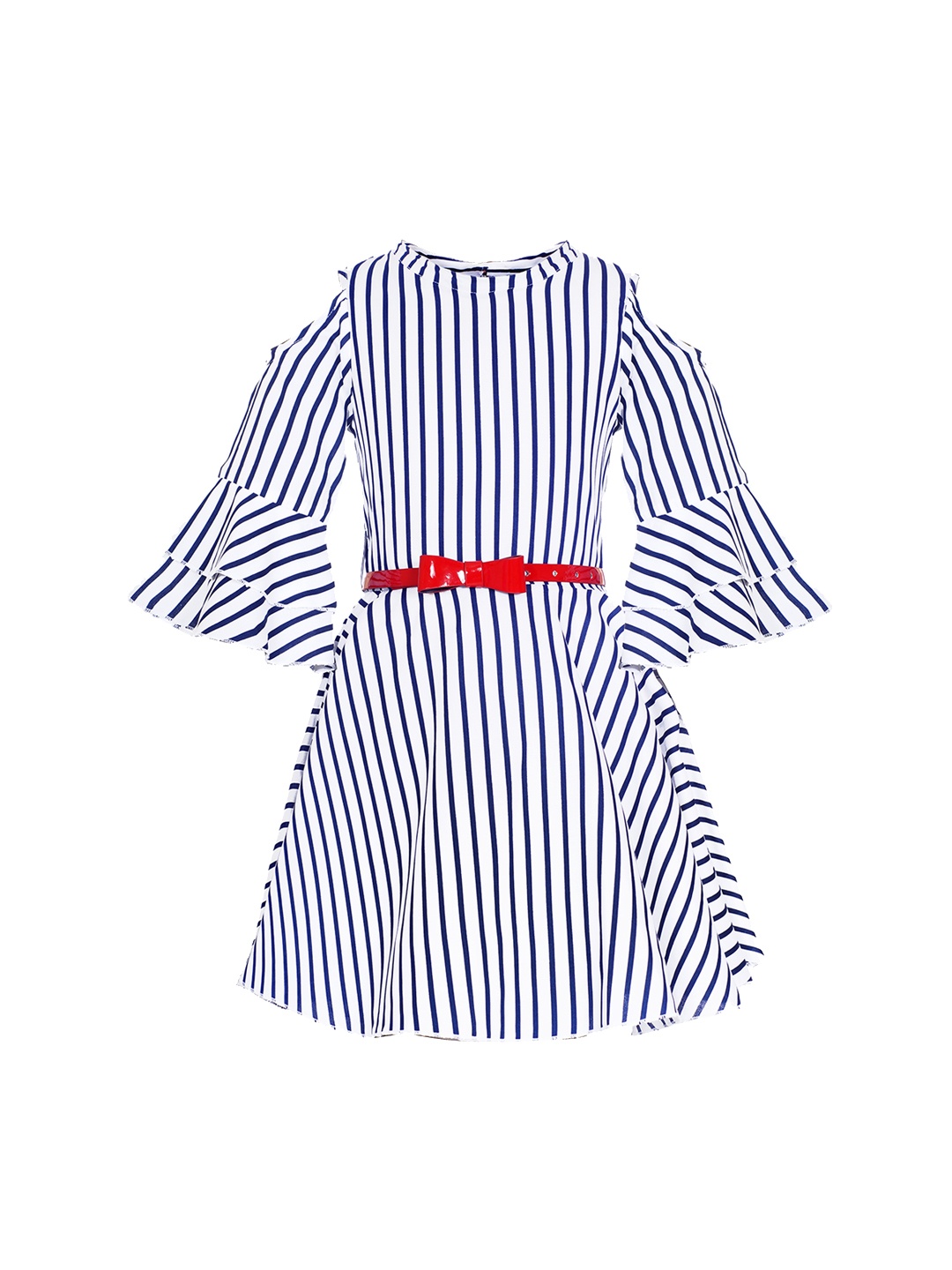 

Naughty Ninos Girls White Striped Fit and Flare Dress