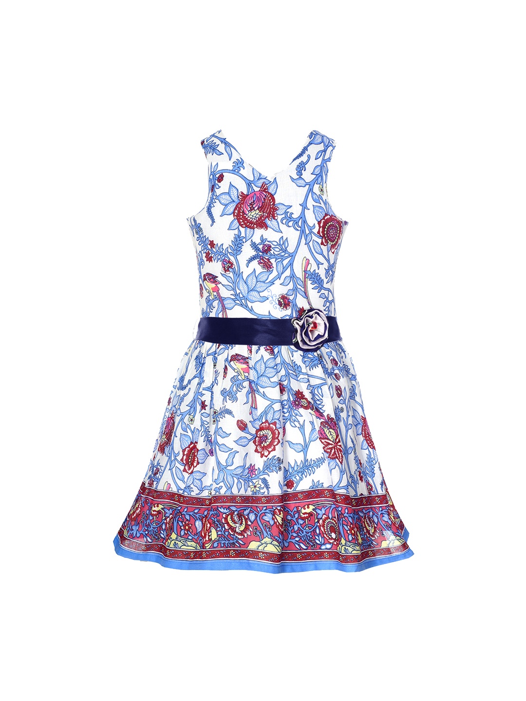

naughty ninos Girls White Printed Fit and Flare Dress