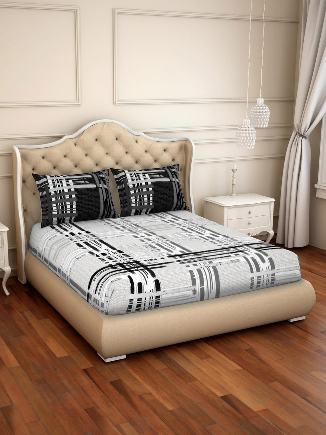 

SPACES Bamboo Charcoal Grey 220 TC Hygro Anti-Microbial Cotton Sustainable King Bedsheet & 2 Pillow Covers