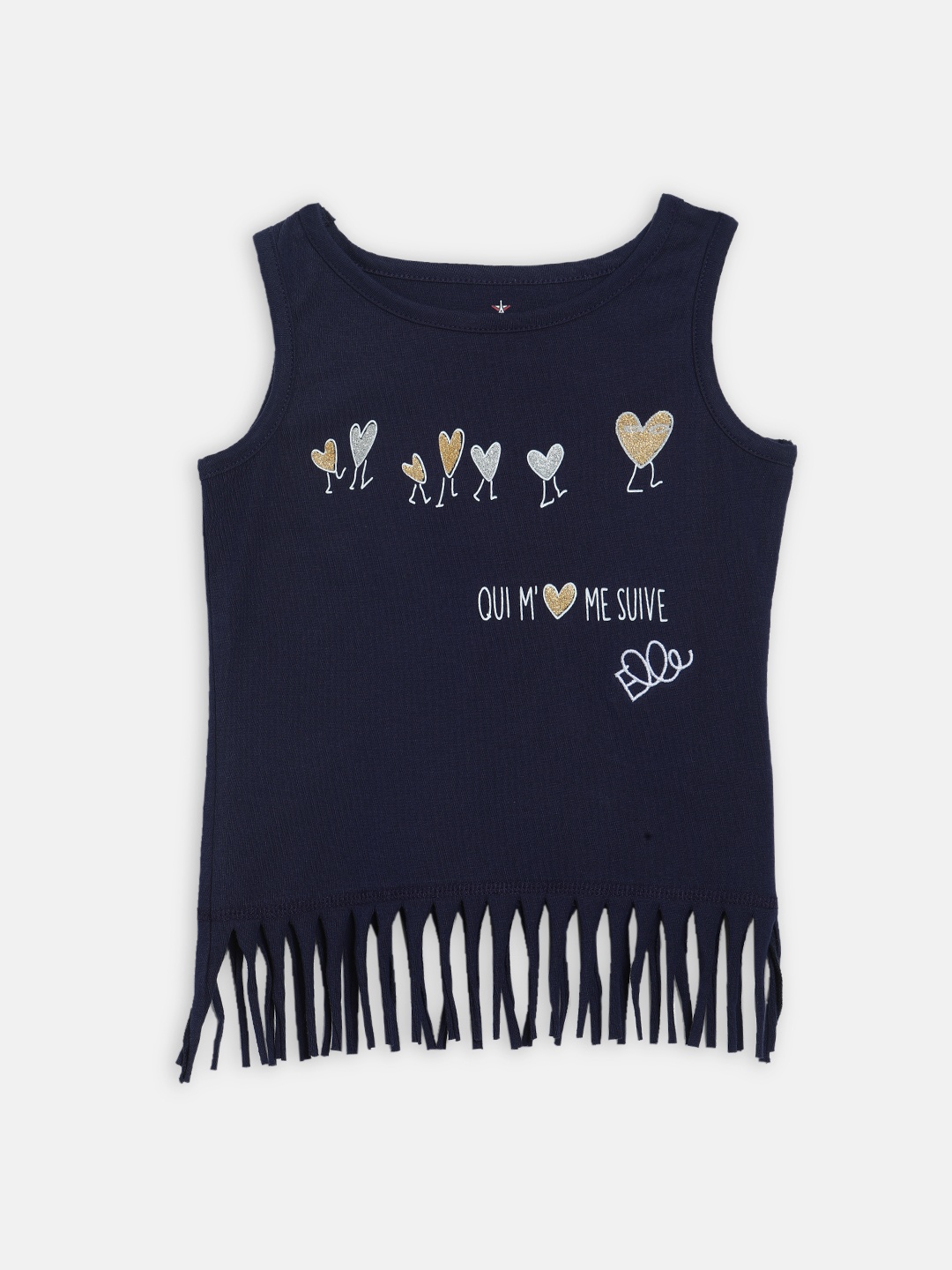 

ELLE Girls Blue Printed Round Neck T-shirt