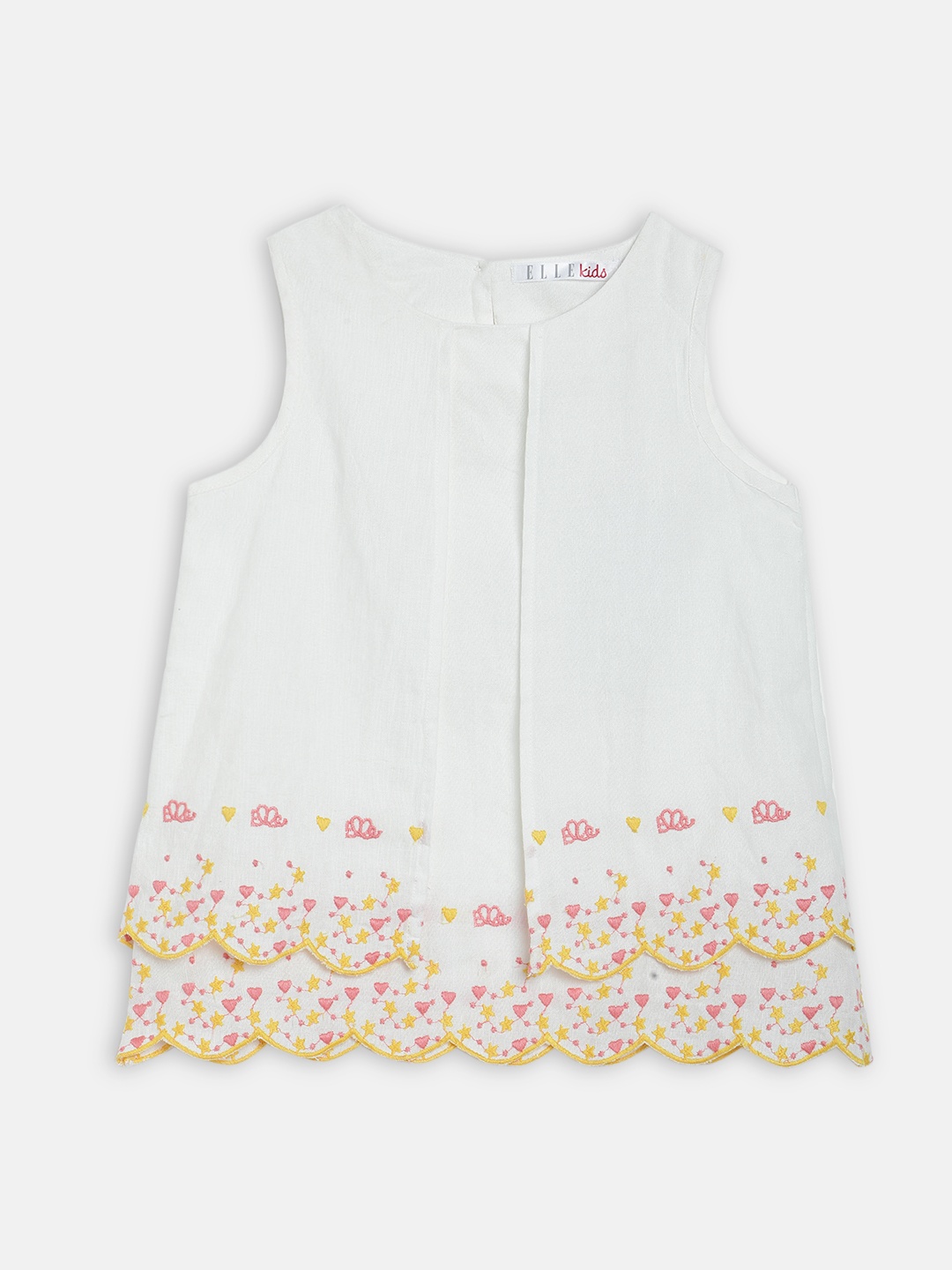 

ELLE Girls Off-White Printed Pure Cotton Top