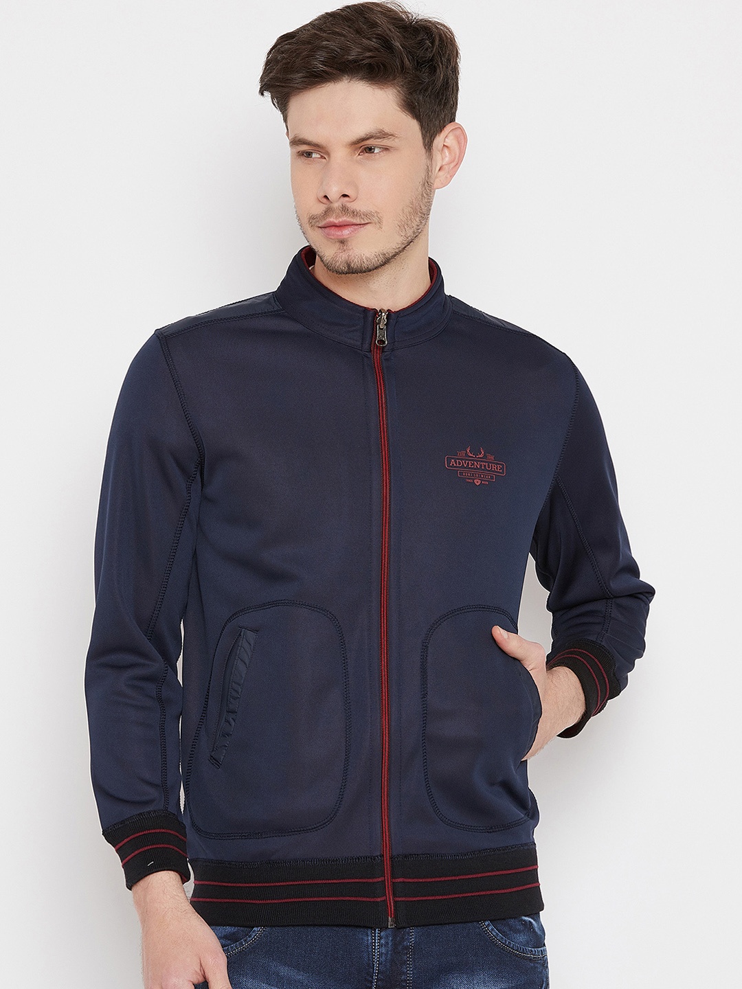 

Duke Men Navy Blue Solid Sweatshirt