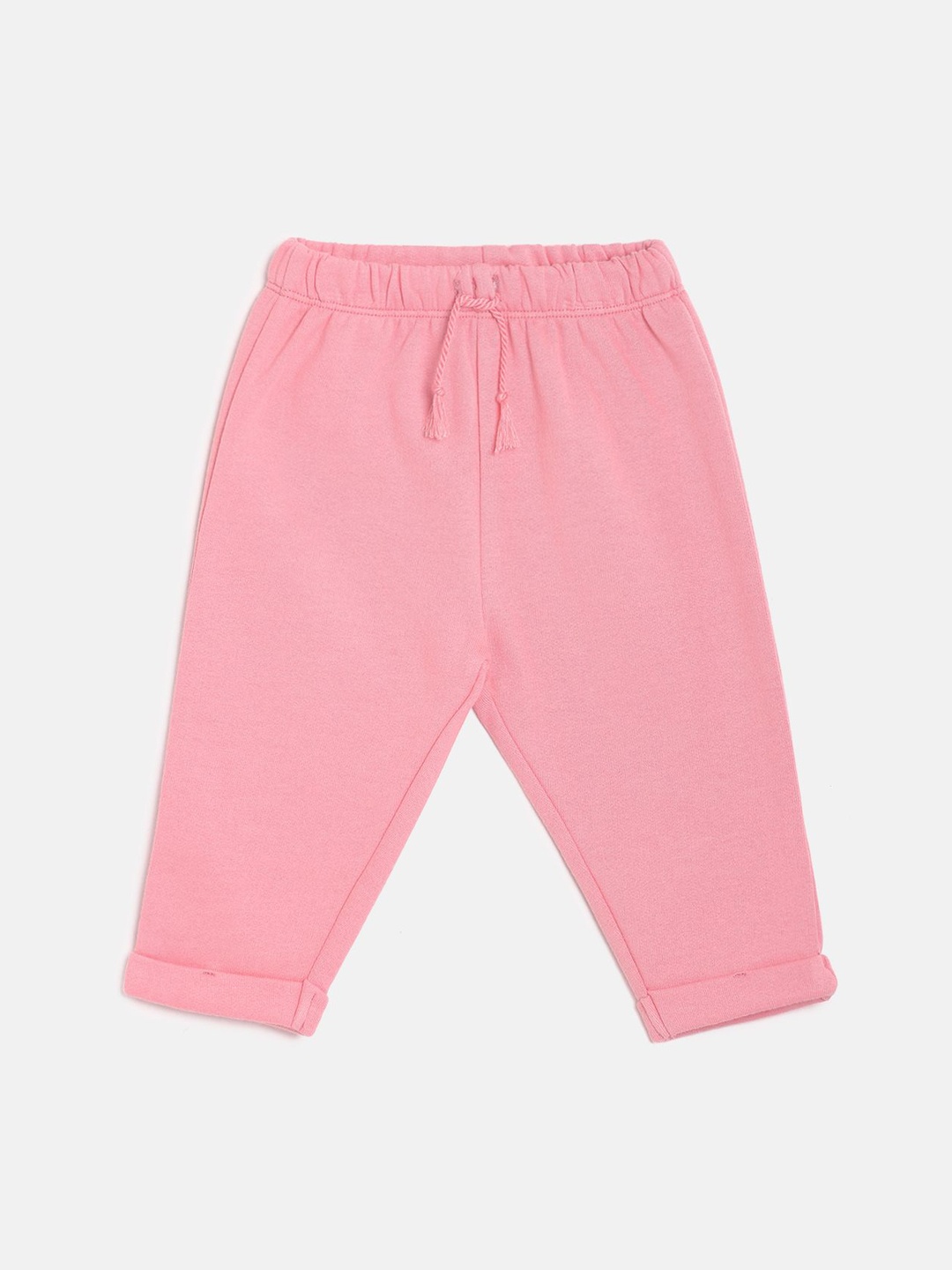 

MINI KLUB Girls Pink Solid Straight-Fit Trackpant