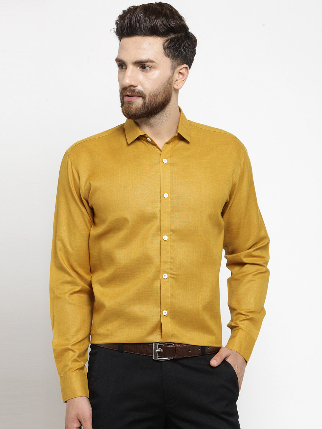 

JAINISH Men Mustard Classic Slim Fit Solid Formal Shirt